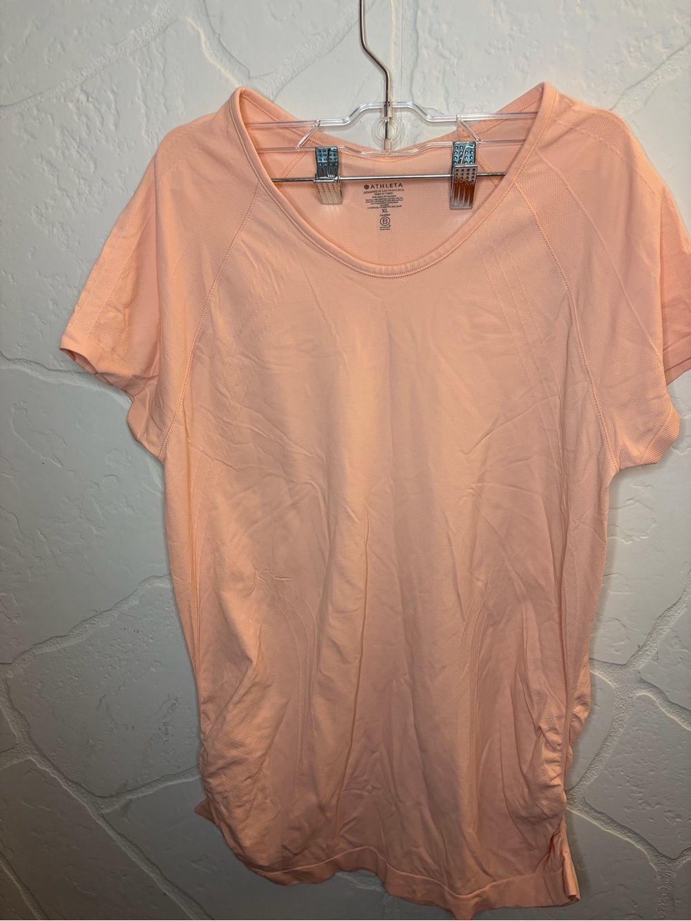 Athleta Speedlight Seamless Short Sleeve Workout Tee Pink Peach Heather XL